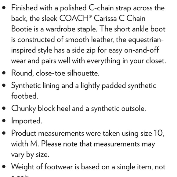 Coach Black Leather C Chain Booties. NEW - Picture 5 of 5